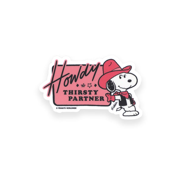 Snoopy Sticker – Howdy Thirsty Snoopy (Pink)